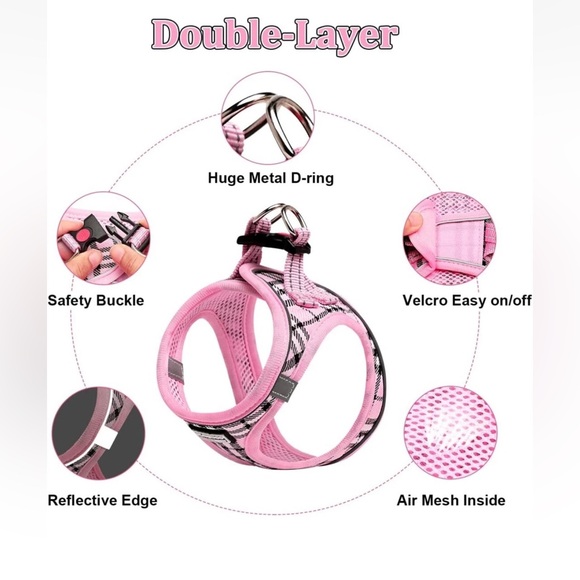 Suredoo Sport-Pro Pink Plaid Pet Dog Harness & Leash Set New - Picture 3 of 9